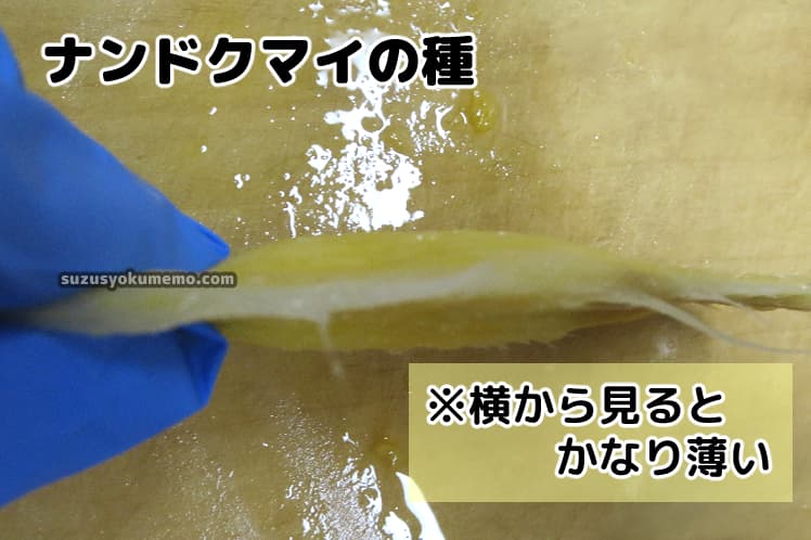 マンゴー・ナンドクマイの種（横から）